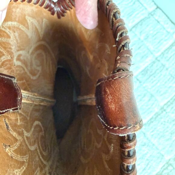 Tony Lama Mens Chocolate Brown Leather Boots Size 9.5 Cowboy Barn Western Ranch - Picture 14 of 15